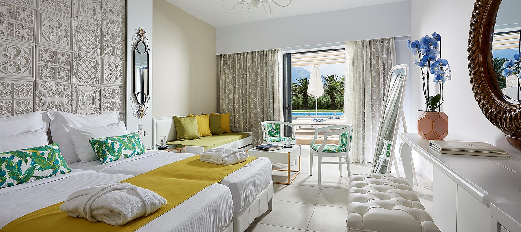 Mythos Palace Resort Spa In Georgioupolis Crete The New Season Will Face A New And Fresh Modern With Renewed Services In All Areas Of Our Hotel Renovation 100 At Rooms Bathrooms Public
